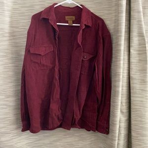 Button thick cotton maroon shirt